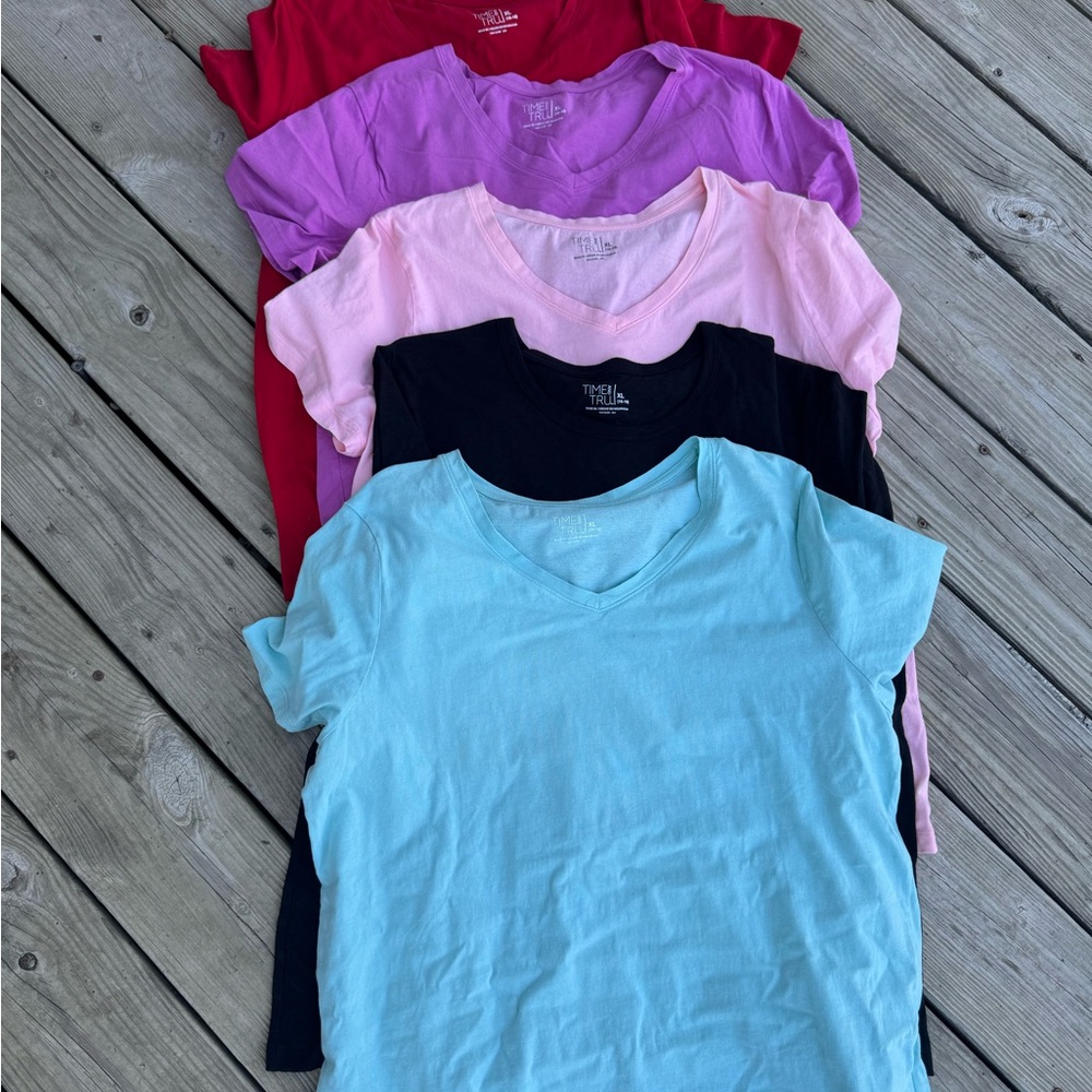 Time and Tru Women's Short Sleeve Tees - Multi-Color Pack